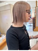 【morio札幌】札幌ボブ　ハイトーンベージュ　ぱつっとボブ