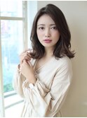 【山口祥】外ハネミディアム大人かわいい前髪なし20代30代40代◎