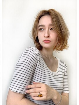 ブレンドバイハピネス(Blend by happiness) 結べるボブ　 20代30代40代  前下りボブ  スモーキーグレージュ