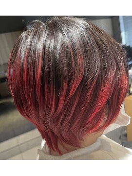 リーオオサカ(Lee Osaka) 【Lee大阪店】ショートウルフ×レッドグラデーション/新出奈津樹