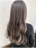 シースルーバングインナーカラーなみなみ無造作セミロング