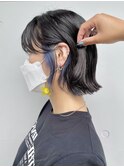 イヤリングカラー/インナーカラー/ダブルカラー/ネイビー/ボブ