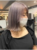 インナーカラーミルクティーベージュシルバーイヤリングカラー