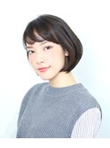 小顔美髪イメチェンピンクブラウン切りっぱなしボブ