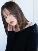 ◯ぱっつん前髪流し前髪薄めバング短めバング顎ライン耳かけボブ