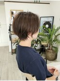 30代40代大人ショートボブ×小顔カット抜け感丸みショート