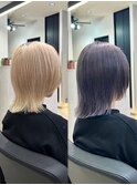 ラベンダー/チェリーブラウンブラウンミニウルフデジタルパーマ