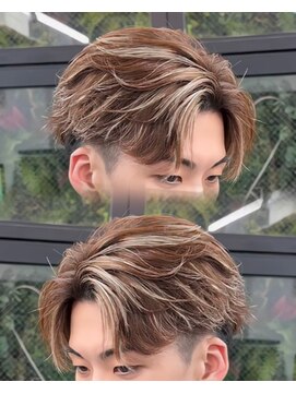 ステラ(STELLA) メンズ/バレイヤージュ/センターパート/ブリーチ＆ダブルカラー