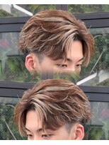 ステラ(STELLA) メンズ/バレイヤージュ/センターパート/ブリーチ&ダブルカラー