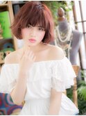 個性的レトロガーリー春パーマピンクベージュc5戸頭20代30代40代