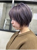 大人ショート×ハイライトペールラベンダー