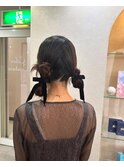 くびれヘア/縮毛矯正/アプリコットオレンジ/夏のヘアセット
