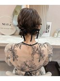 結婚式お呼ばれ*ボブツインアレンジ*ベロアリボン