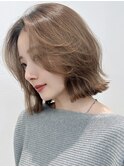 say.ショートボブひし形ショートオリーブグレーアッシュ小顔