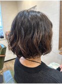 ミニボブ　パーマ　ゆるふわパーマ