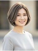 白髪ぼかしハイライトブリーチミルクティーベージュ
