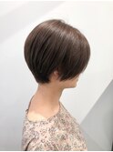 小顔オリーブカラーボブルフハイライトカラークールショート
