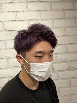 アッシュ 稲田堤店(Ash) ディープパープル×メンズアップバング