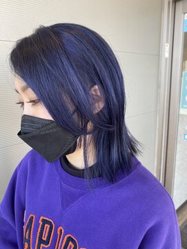 イースタイル 志都呂店(e-style com’s hair) セット簡単ウルフネイビーパープル#バイカラー#恒吉