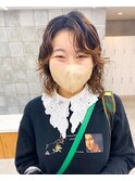 ウルフパーマ　パーマ　前髪ながめ