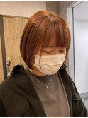 オレンジボブ　10代、20代、30代女性