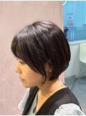 斜めバング丸みショートボブ【suiw】昭和町/天王寺/阿倍野