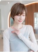 20代30代大人かわいい/斜めバング/グレージュカラー/小顔/前髪