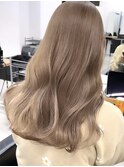 斜めバング/グレージュカラー/デザインカラー/シルキーベージュ