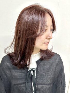 フォーク FOLK 【FOLK】透明感ペールピンク☆似合わせ外ハネミディアム♪