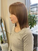 @ayumi_sand ベージュ ロングボブ 顔まわりカット