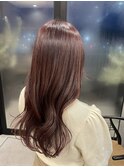 韓国風ピンクラベンダーカラー ウェーブロング