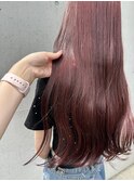 #ワインレッドゆるふわみなみウェーブロング艶感大人可愛い