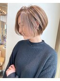 30代、40代/丸みくびれショートボブ×白髪染めハイライト/大宮