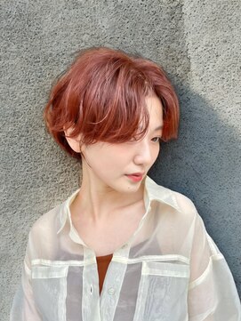 ロシェ 横浜店(loche) ウェーブハンサムショート×アプリコットオレンジ×夏[横浜駅]