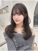 レイヤー　グレージュ　透明感カラー　小顔カット　顔まわり