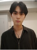 センターパート毛流れフェザーパーマメンズ髪質改善縮毛矯正