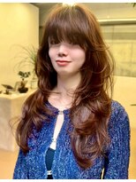 ヌエン 渋谷(NU/EN)&nbsp;ロングレイヤー/バタフライカット/コーラルブラウン