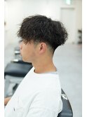 ツーブロック刈り上げマッシュツイストスパイラル波巻きパーマ