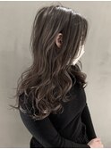 韓国風☆ゆるレイヤーロング×グレーべージュ/グレーアッシュ