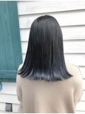 ぶつ切りボブ/切りっぱなしボブ×ブルーアッシュ/30代40代50代