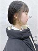 札幌ボブ　大人かわいい黒髪ぱつっとボブ　インナーカラー