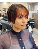 大人ショート×オレンジインナーカラー＠奥野