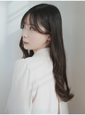 フェイスレイヤー　ゆる巻き　艶髪ロング　ダークブラウン