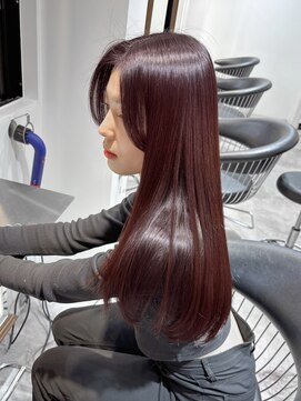 ロンドアンメゾン 原宿(Lond un Maison.) ブリーチなしワインレッド韓国小顔レイヤーボルドーワンレン