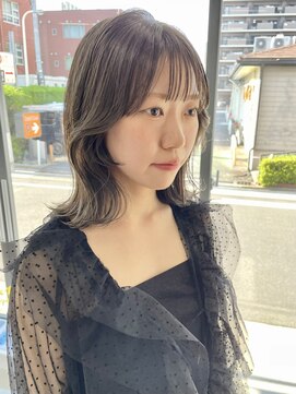 ヘアー アイス 御器所本店(HAIR ICI) 大人可愛いレイヤーカットオリーブベージュブリーチなしカラー