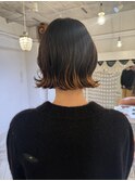 毛先ハイライトカラー　切りっぱなしボブ