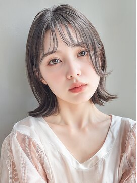 カバーヘア ブリス 大宮西口(COVER HAIR bliss) 2wayバングアッシュグレー外ハネミディアムp1大宮20代30代40代