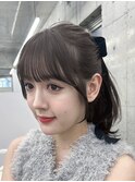 透明感カラーくびれヘアレイヤーカット前髪顔周りカット韓国ヘア