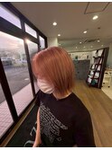 ピンクベージュ 透明感カラー ケアブリーチ
