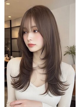 ノイエ 原宿 北参道(NoIE) ハッシュカットミディアムレイヤーココアブラウンダークアッシュ